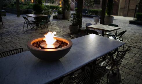 Ecosmart Fire Mix 600 Fire Pit Bowl - Natural Finish / Black Burner - ESF.O.MX6.NA.B